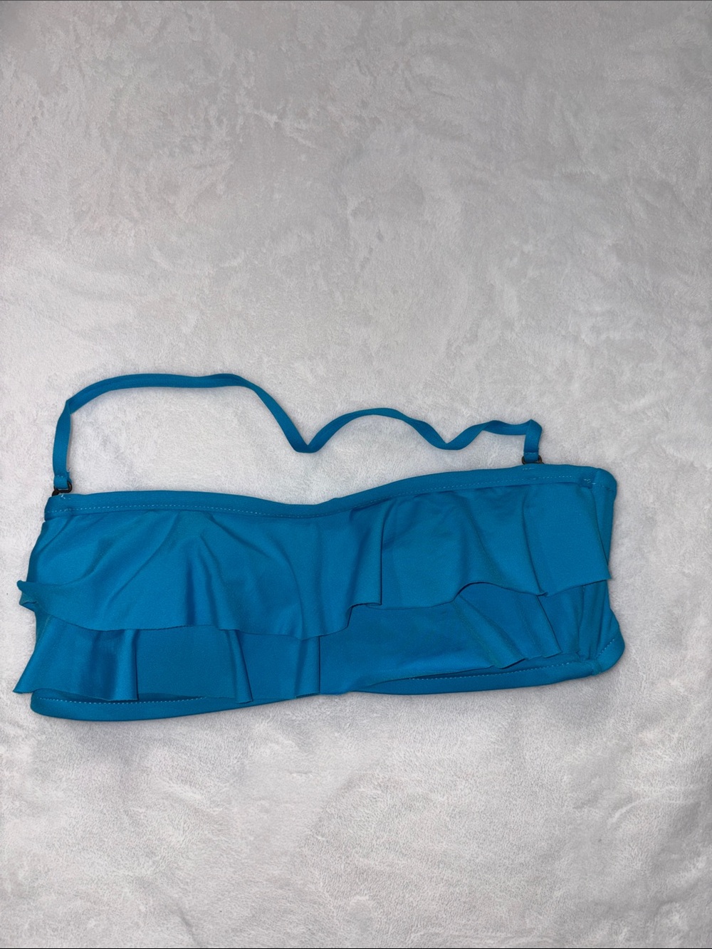 Stylus Bright Turquoise Ruffle Bandeau Bikini Top - Size XS